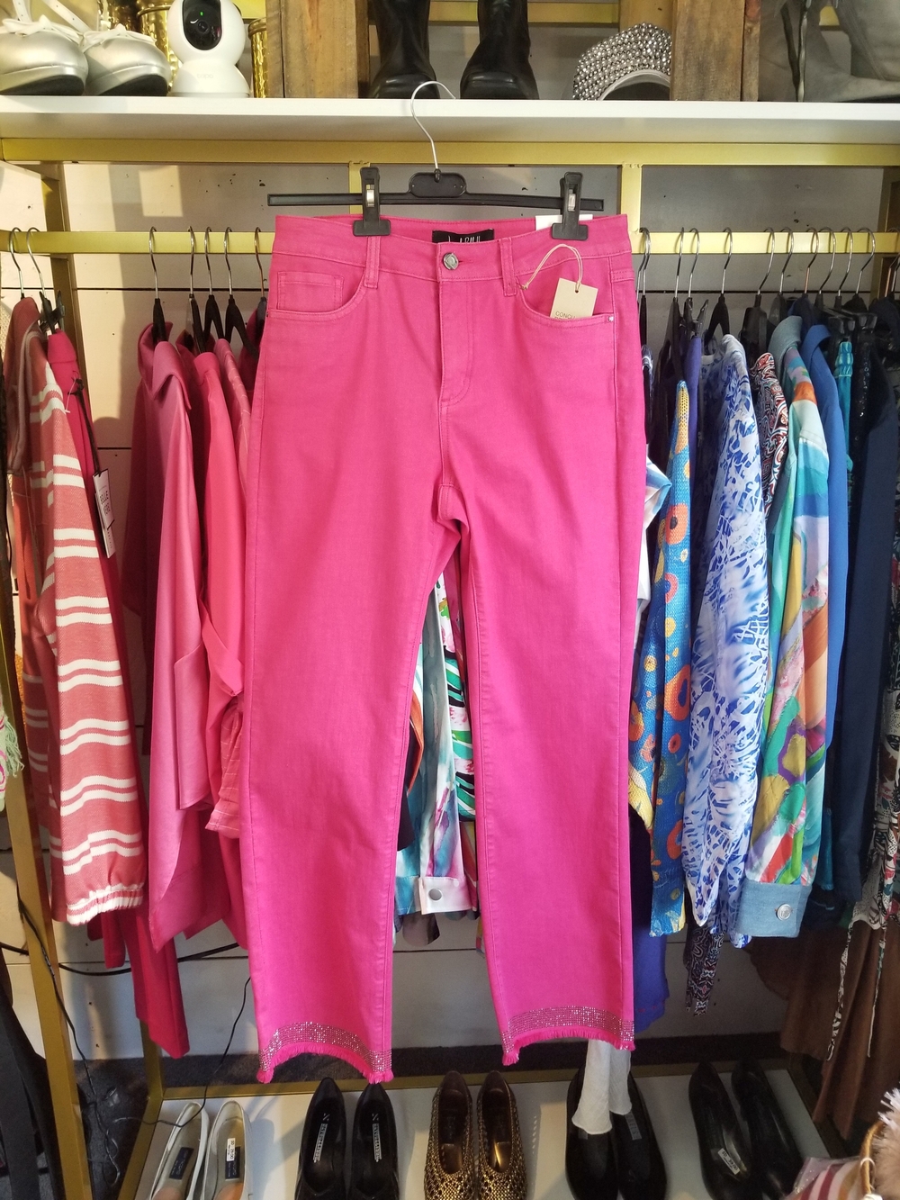 Joseph Ribkoff Bright Pink Cropped Straight Jeans
